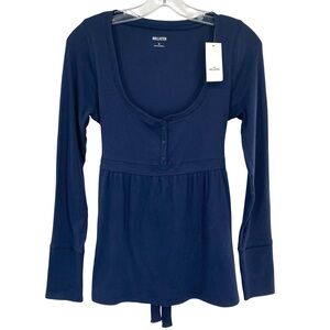 Hollister Henley Babydoll Long Sleeve Top New Size Medium